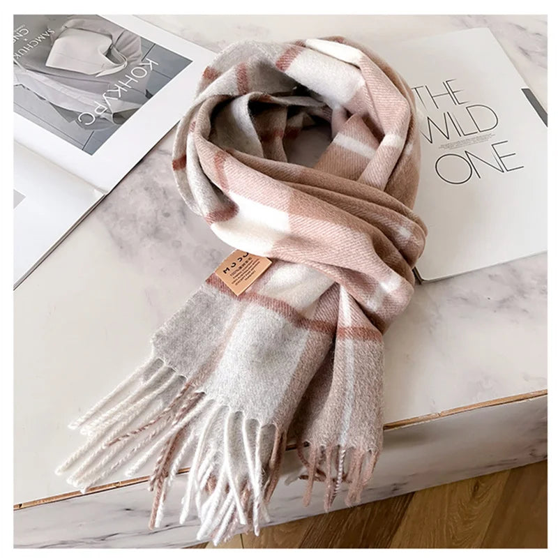100% Wool Luxury Brands Classic England Style Women Scarf Fashion Stripe Plaid Scarves Tassel Shawls Pashmina Lady Wrap 32*180cm