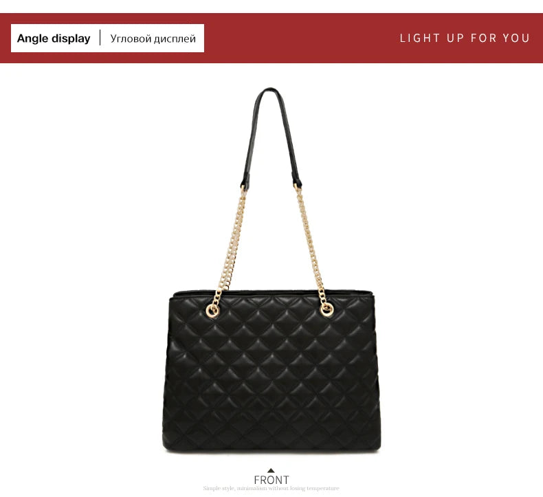 FOXER Women Fashion Quilted Shoulder Bag Female Classic Underarm Bag Vintage Lady Simple Tote Bags Chrismas Gift