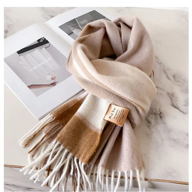 100% Wool Luxury Brands Classic England Style Women Scarf Fashion Stripe Plaid Scarves Tassel Shawls Pashmina Lady Wrap 32*180cm