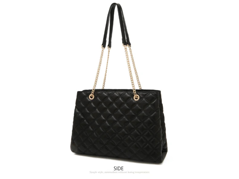 FOXER Women Fashion Quilted Shoulder Bag Female Classic Underarm Bag Vintage Lady Simple Tote Bags Chrismas Gift