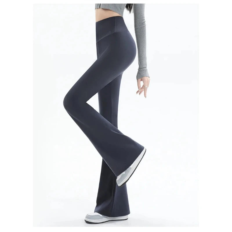 Women Trousers Flare Leggings High Waist Wide Leg Yoga Pants Seamless Fitness Workout Tights Gym Sports Casual Slimming Clothing