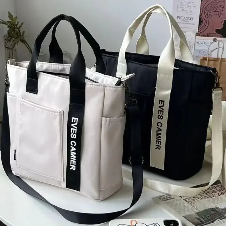 New Casual Tote Large Capacity Shoulder Bag Nylon Waterproof Canvas Handbag Simple Fashion Messenger Bags For Schoolgirl
