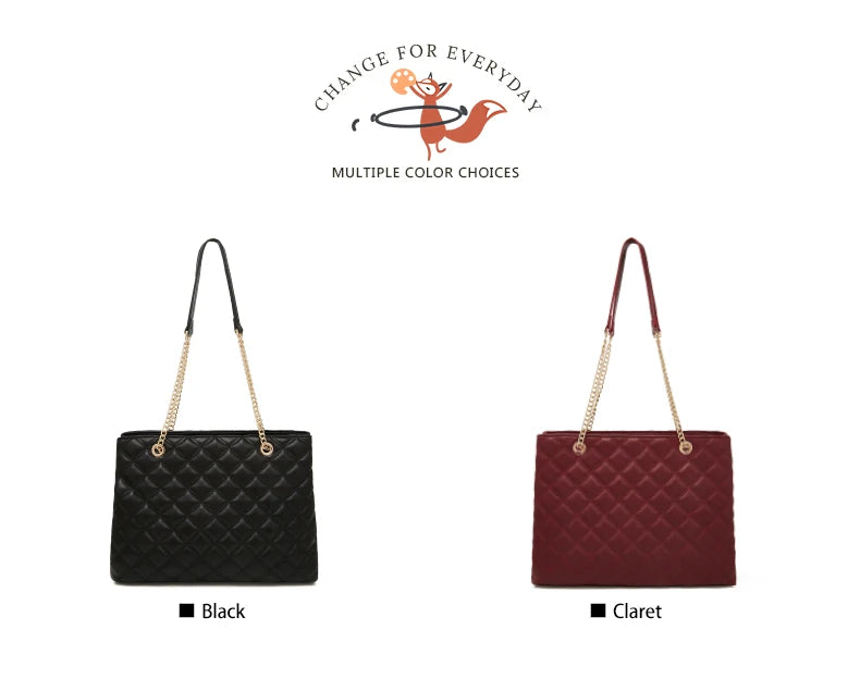 FOXER Women Fashion Quilted Shoulder Bag Female Classic Underarm Bag Vintage Lady Simple Tote Bags Chrismas Gift