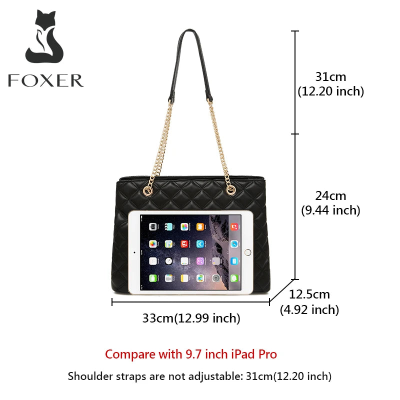 FOXER Women Fashion Quilted Shoulder Bag Female Classic Underarm Bag Vintage Lady Simple Tote Bags Chrismas Gift