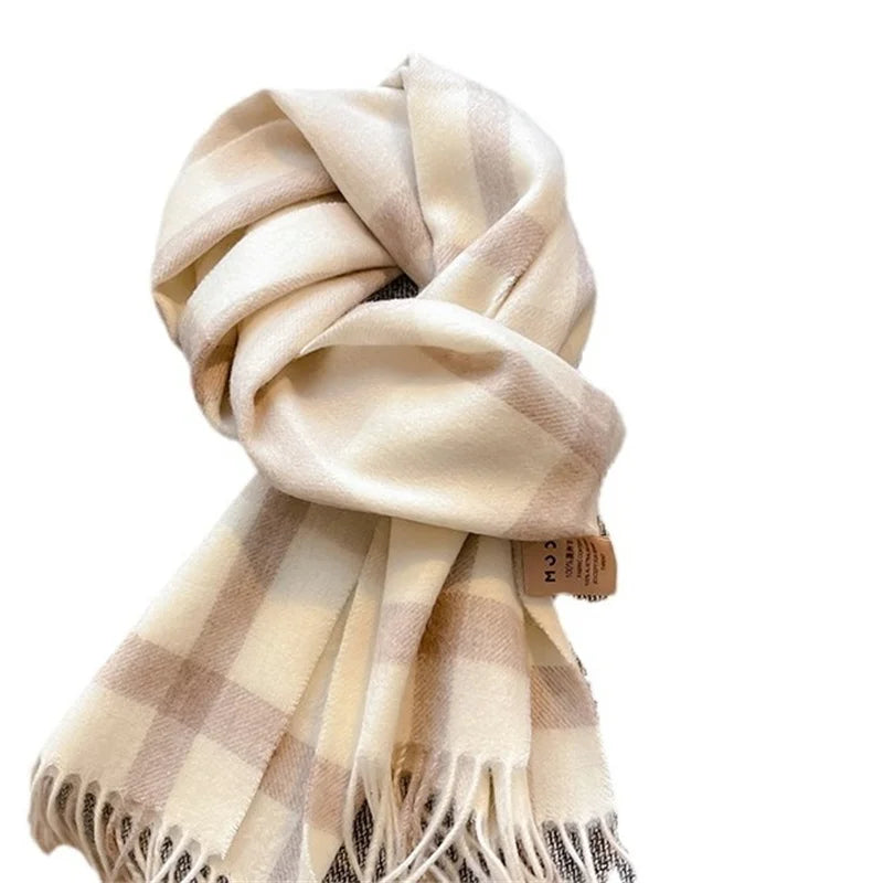 100% Wool Luxury Brands Classic England Style Women Scarf Fashion Stripe Plaid Scarves Tassel Shawls Pashmina Lady Wrap 32*180cm