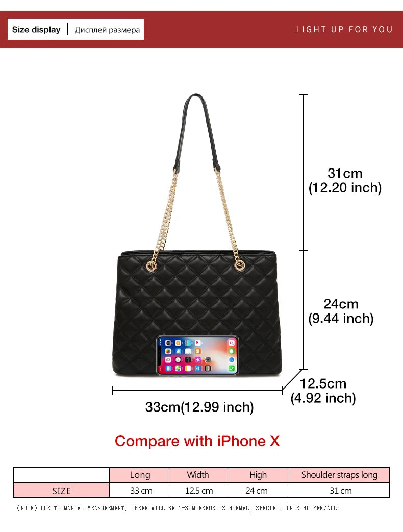 FOXER Women Fashion Quilted Shoulder Bag Female Classic Underarm Bag Vintage Lady Simple Tote Bags Chrismas Gift