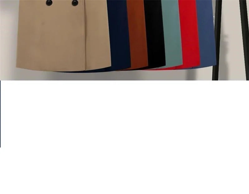 Women Long Trench Coat Fashion Windproof Coat Double Breasted Trench Coats Green Belt Windbreaker Spring Autumn Female Outerwear