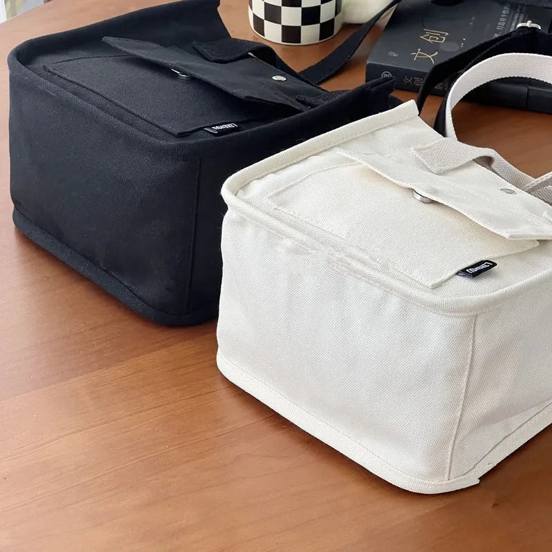 Simple Versatile Shoulder Bag Large Capacity HandBag Fashion Casual Solid Canvas Tote Crossbody Bags Multiple Pockets For Girls