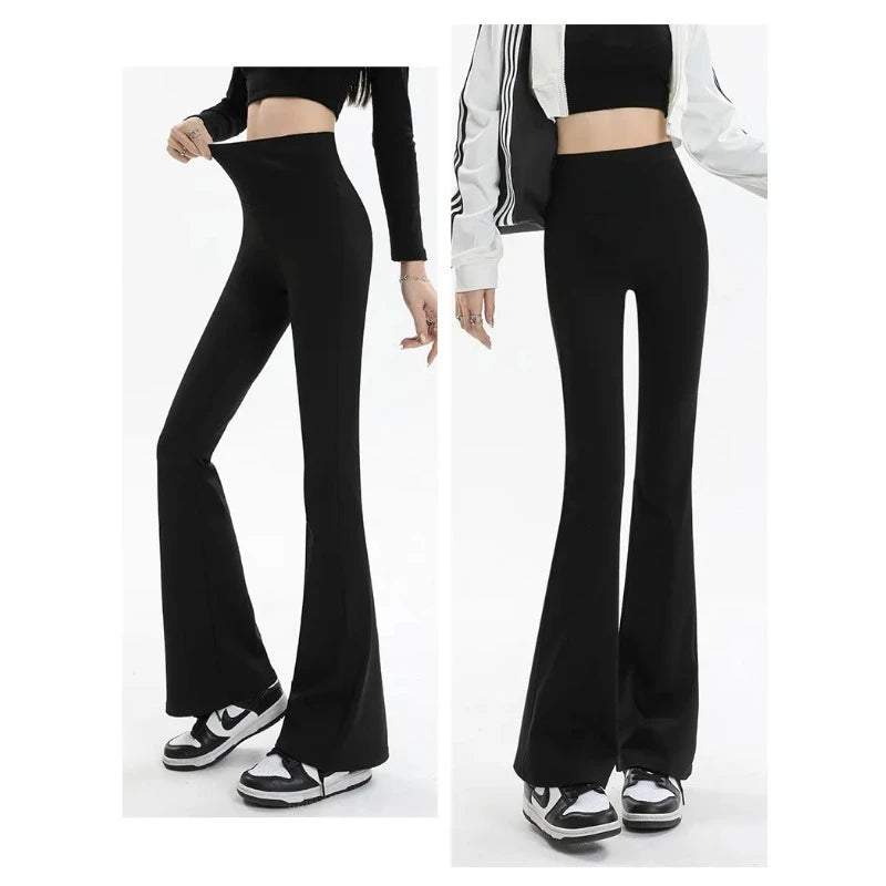 Women Trousers Flare Leggings High Waist Wide Leg Yoga Pants Seamless Fitness Workout Tights Gym Sports Casual Slimming Clothing