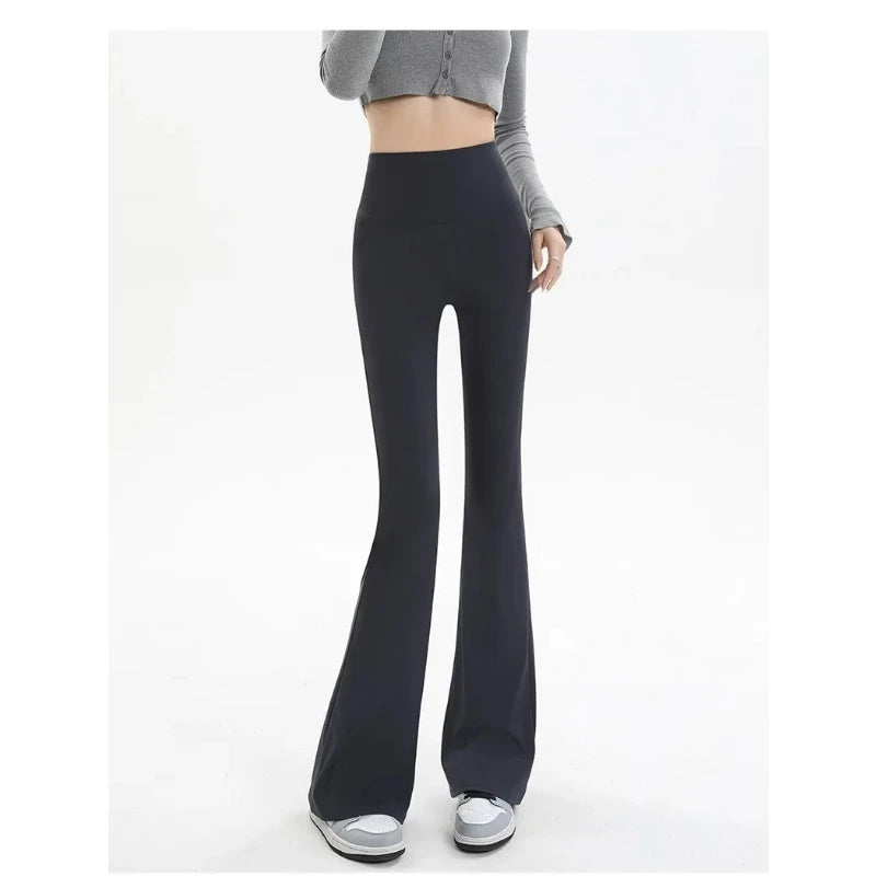 Women Trousers Flare Leggings High Waist Wide Leg Yoga Pants Seamless Fitness Workout Tights Gym Sports Casual Slimming Clothing
