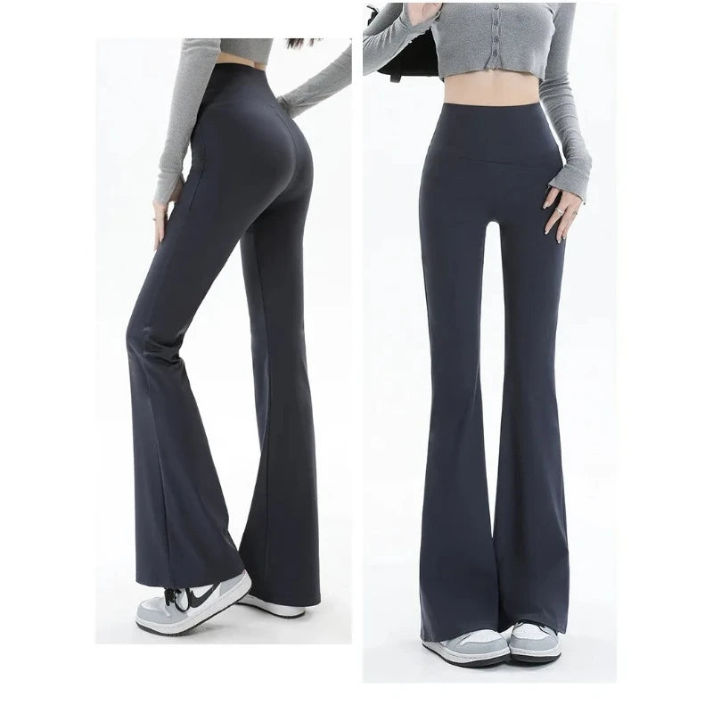 Women Trousers Flare Leggings High Waist Wide Leg Yoga Pants Seamless Fitness Workout Tights Gym Sports Casual Slimming Clothing