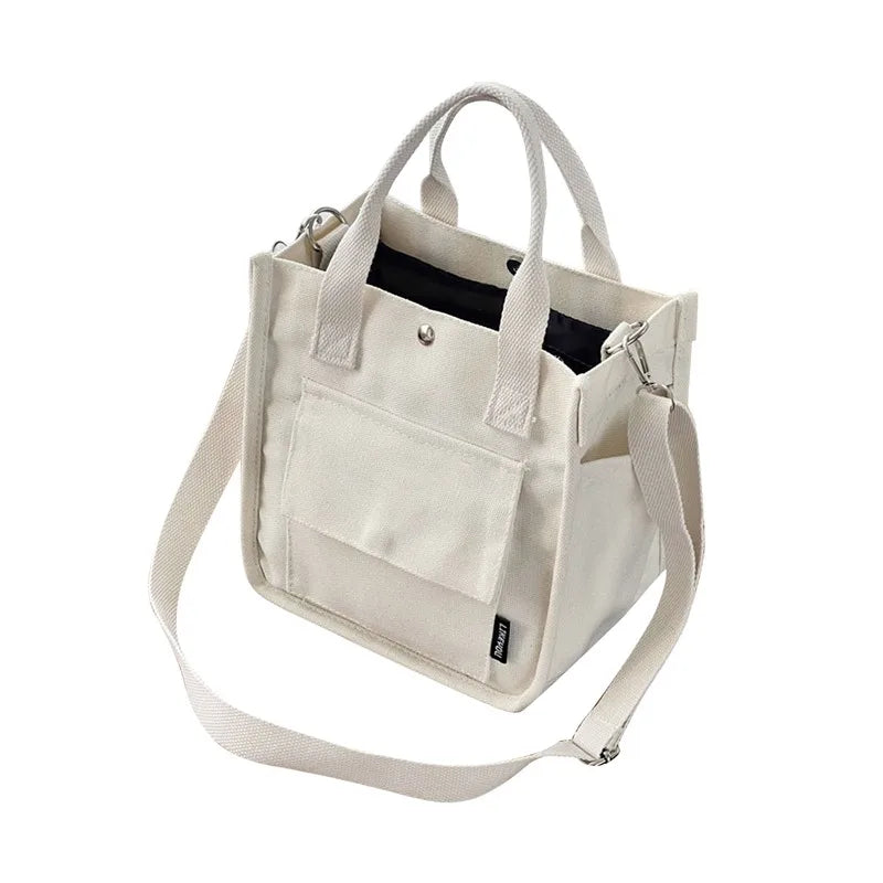 Simple Versatile Shoulder Bag Large Capacity HandBag Fashion Casual Solid Canvas Tote Crossbody Bags Multiple Pockets For Girls
