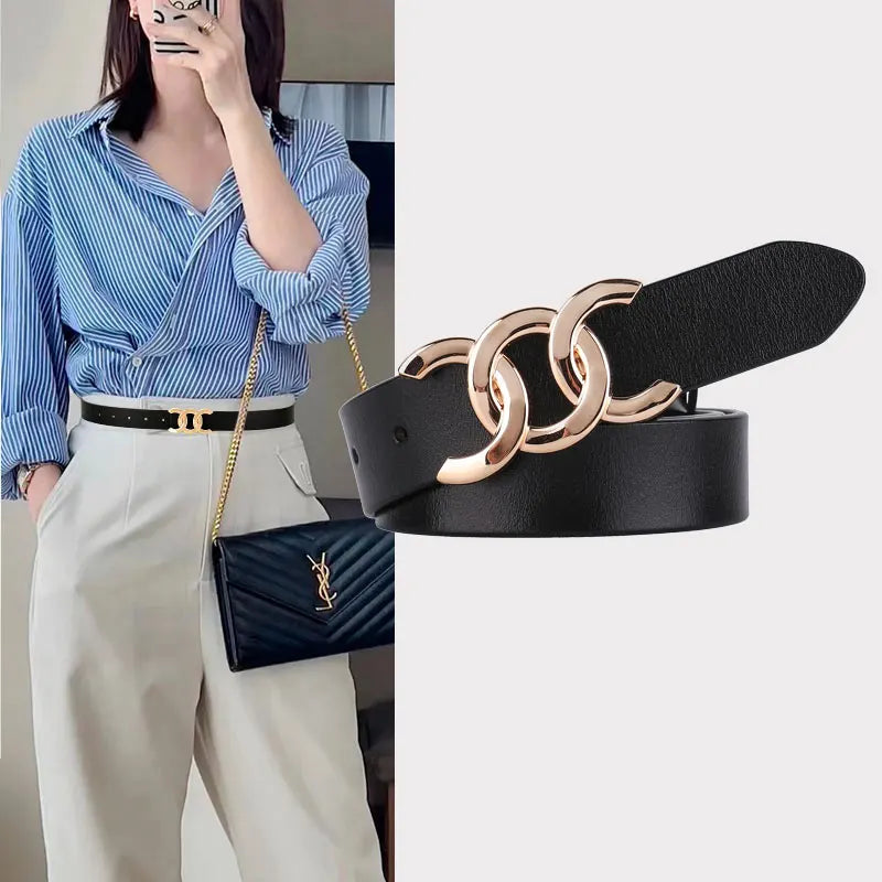 Europe and the United States hot ladies leather belt decorative western pants girdle belt female cowhide retro belt