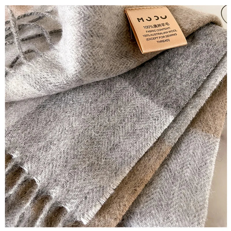 100% Wool Luxury Brands Classic England Style Women Scarf Fashion Stripe Plaid Scarves Tassel Shawls Pashmina Lady Wrap 32*180cm