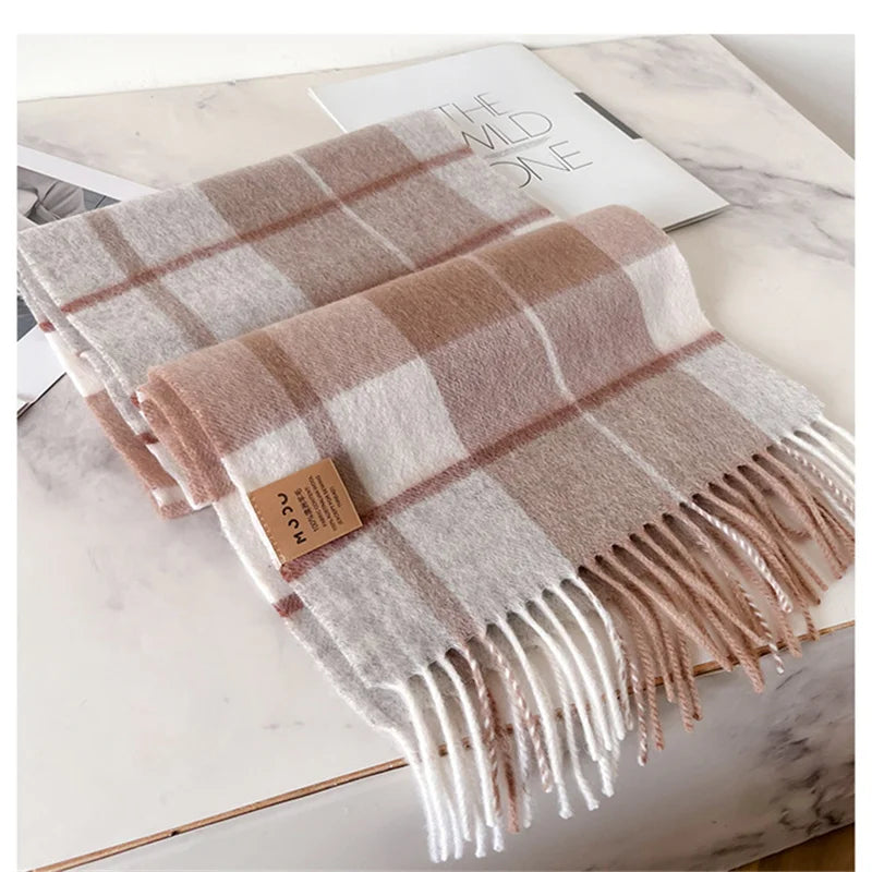 100% Wool Luxury Brands Classic England Style Women Scarf Fashion Stripe Plaid Scarves Tassel Shawls Pashmina Lady Wrap 32*180cm