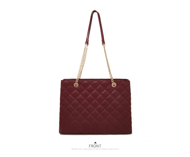 FOXER Women Fashion Quilted Shoulder Bag Female Classic Underarm Bag Vintage Lady Simple Tote Bags Chrismas Gift