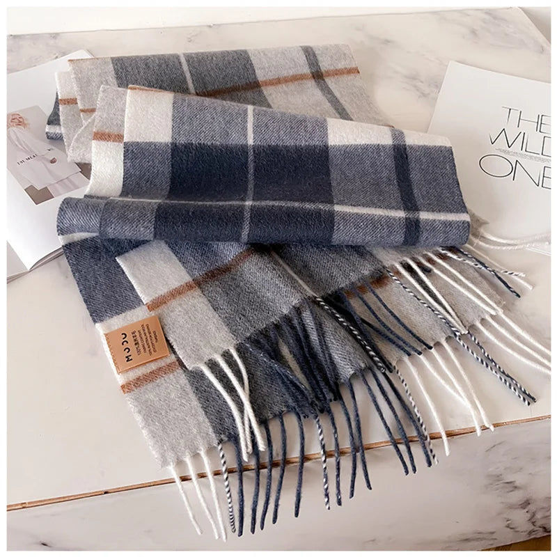 100% Wool Luxury Brands Classic England Style Women Scarf Fashion Stripe Plaid Scarves Tassel Shawls Pashmina Lady Wrap 32*180cm