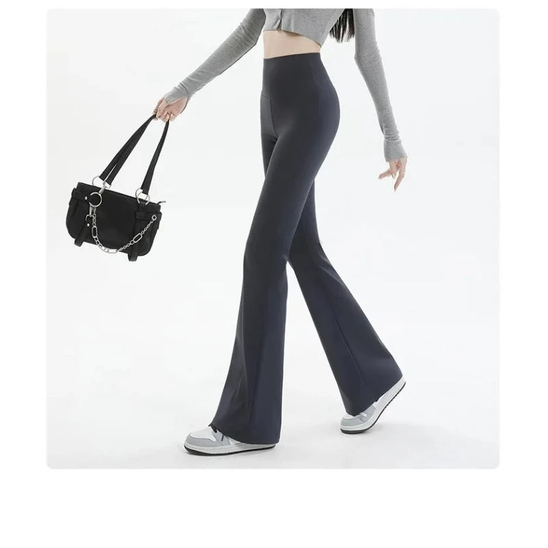 Women Trousers Flare Leggings High Waist Wide Leg Yoga Pants Seamless Fitness Workout Tights Gym Sports Casual Slimming Clothing