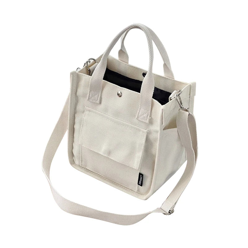 Simple Versatile Shoulder Bag Large Capacity HandBag Fashion Casual Solid Canvas Tote Crossbody Bags Multiple Pockets For Girls