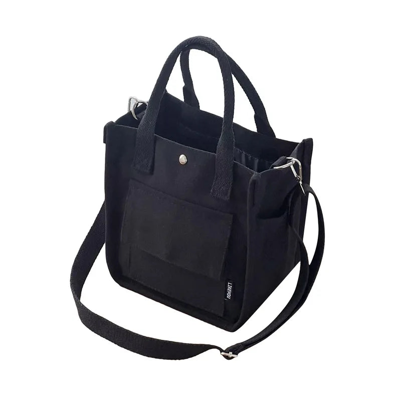 Simple Versatile Shoulder Bag Large Capacity HandBag Fashion Casual Solid Canvas Tote Crossbody Bags Multiple Pockets For Girls