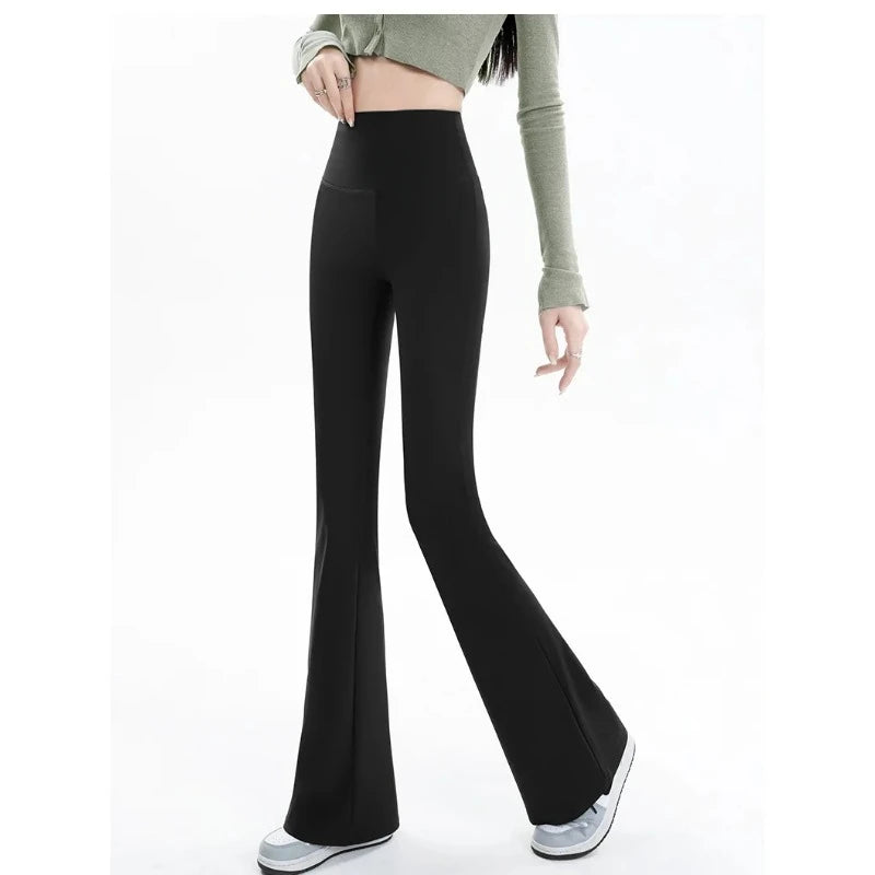 Women Trousers Flare Leggings High Waist Wide Leg Yoga Pants Seamless Fitness Workout Tights Gym Sports Casual Slimming Clothing