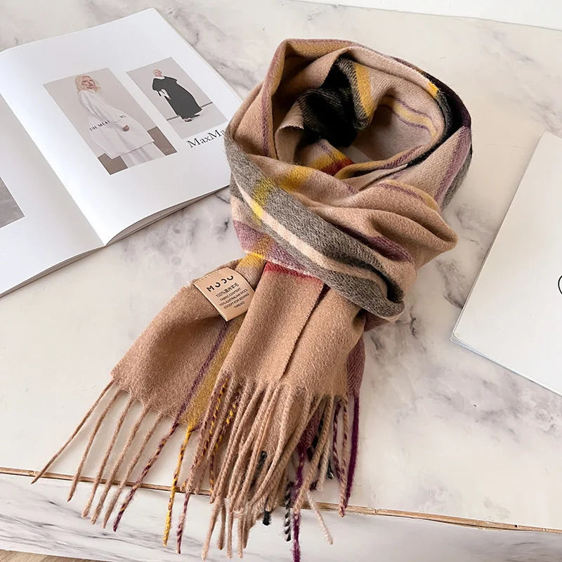 100% Wool Luxury Brands Classic England Style Women Scarf Fashion Stripe Plaid Scarves Tassel Shawls Pashmina Lady Wrap 32*180cm
