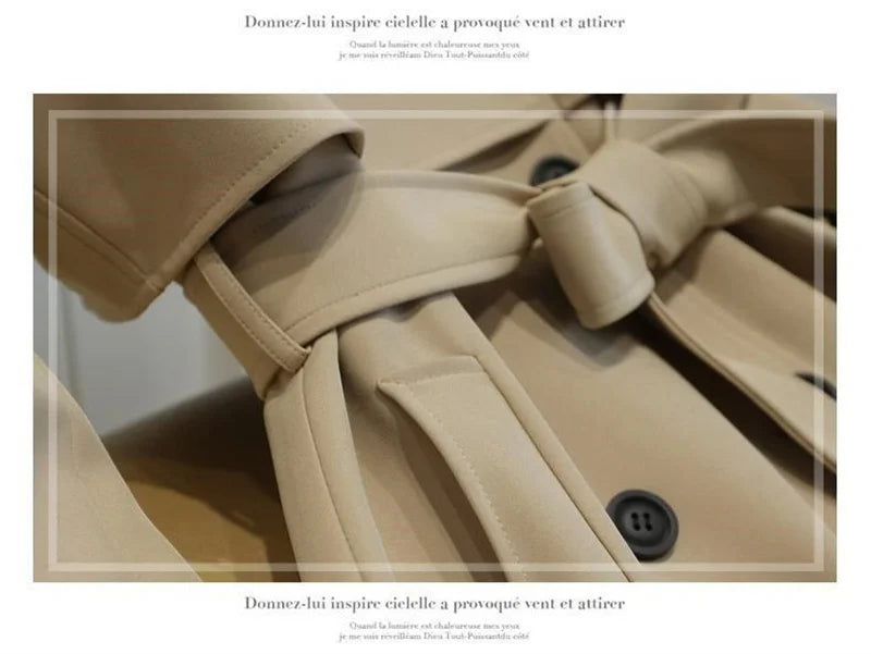 Women Long Trench Coat Fashion Windproof Coat Double Breasted Trench Coats Green Belt Windbreaker Spring Autumn Female Outerwear