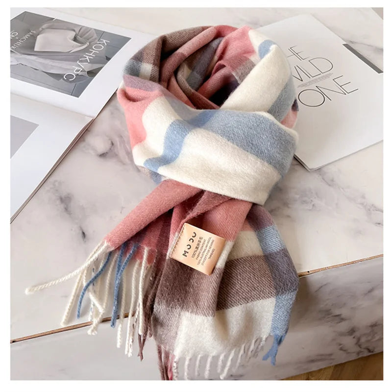 100% Wool Luxury Brands Classic England Style Women Scarf Fashion Stripe Plaid Scarves Tassel Shawls Pashmina Lady Wrap 32*180cm