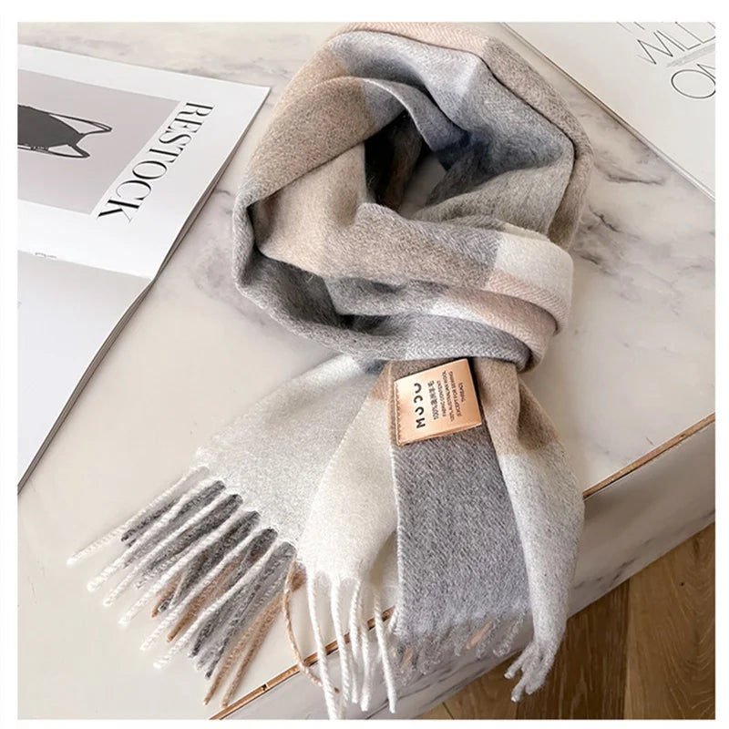 100% Wool Luxury Brands Classic England Style Women Scarf Fashion Stripe Plaid Scarves Tassel Shawls Pashmina Lady Wrap 32*180cm
