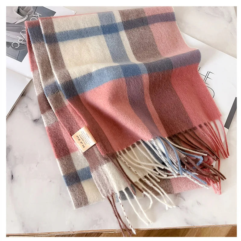 100% Wool Luxury Brands Classic England Style Women Scarf Fashion Stripe Plaid Scarves Tassel Shawls Pashmina Lady Wrap 32*180cm