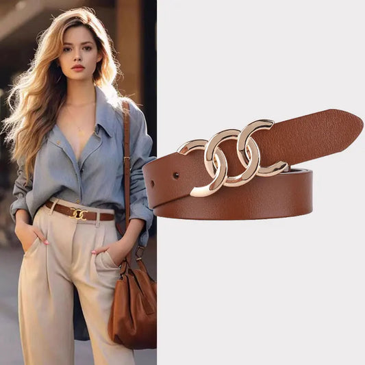 Europe and the United States hot ladies leather belt decorative western pants girdle belt female cowhide retro belt